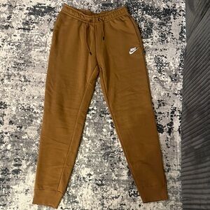 Nike Brown/Tan Fleece Joggers with White Swoosh